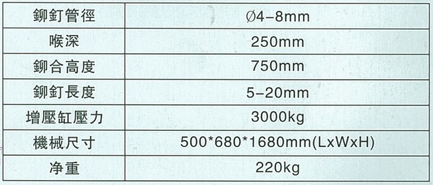 Pneumatic double rivet machine