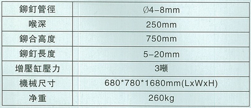 Pneumatic three / four riveting machine